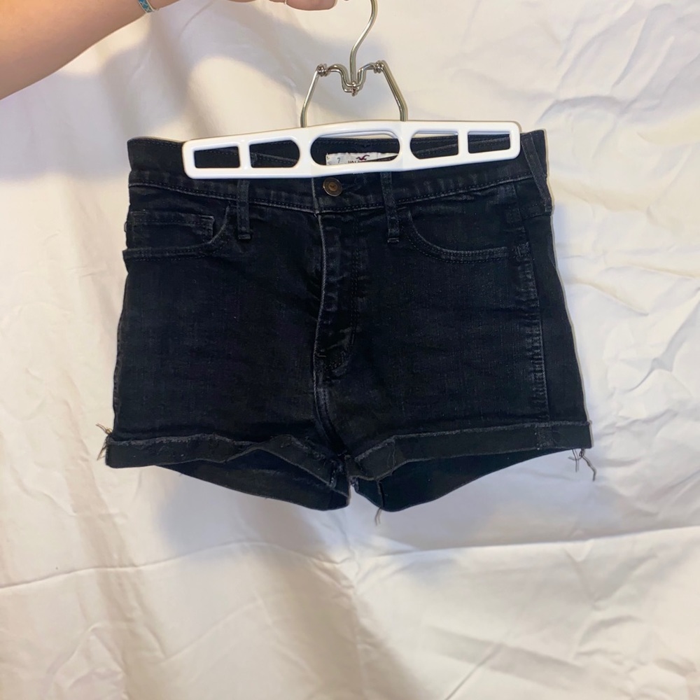 Black denim shorts